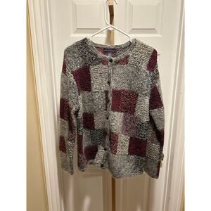 Vintage Northern Isles Patchwork Cardigan Mohair/Wool Blend, Size Large